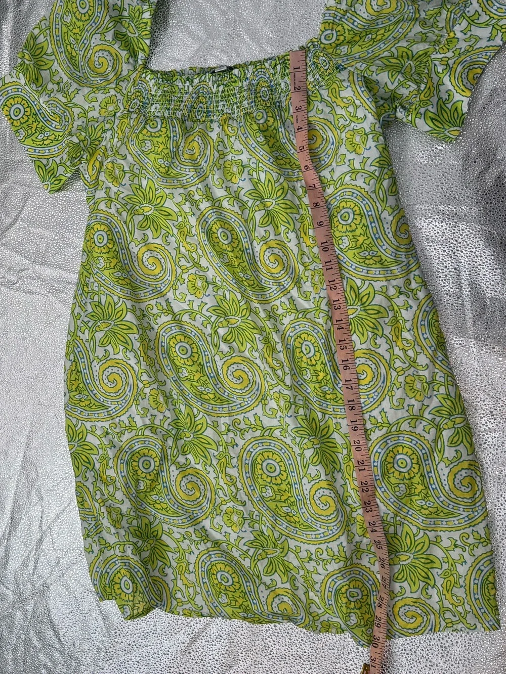 Sz blockprints j.crew Keely mini dress lime green paisley L